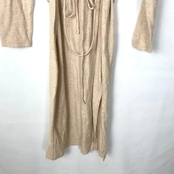 Vince Long Sleeve Mock Neck Knit Turtleneck Midi Sweater Dress Marzipan - Picture 5 of 10